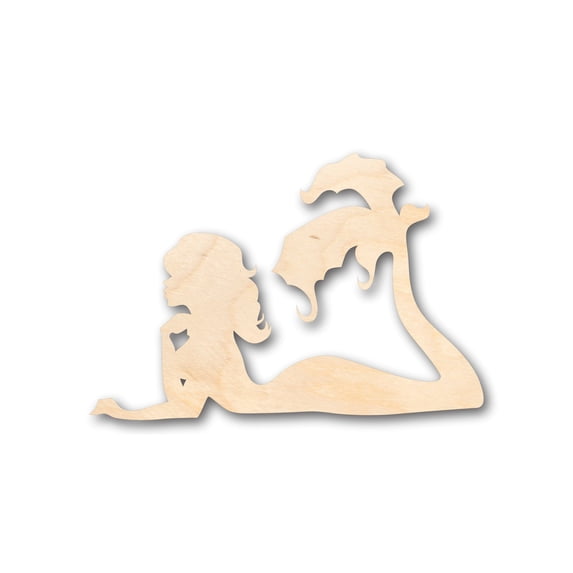 Unfinished Wood Mermaid Siren Shape - Craft - up to 46" DIY 7" / 1/4"