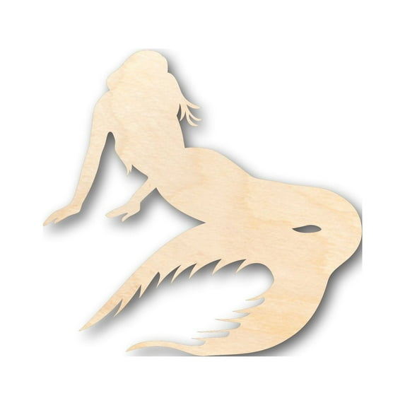 Unfinished Wood Mermaid Siren Shape - Craft - up to 46" DIY 8" / 1/2"