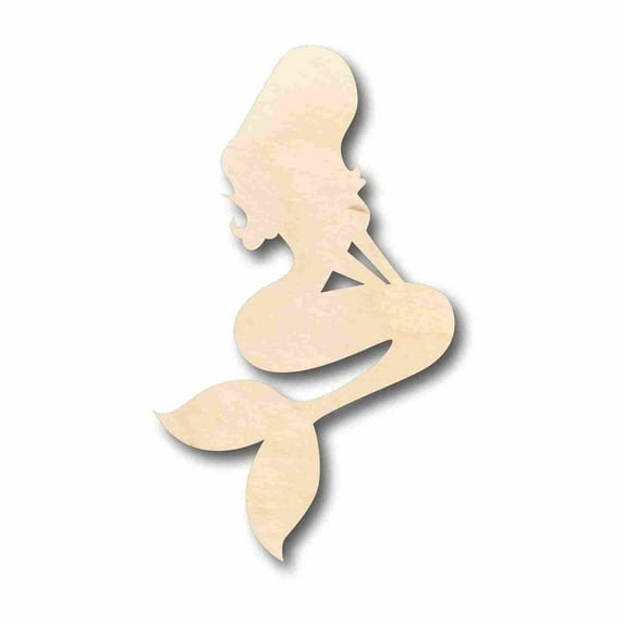 Unfinished Wood Mermaid Siren Silhouette - Craft- up to 46" DIY 18" / 1/8"