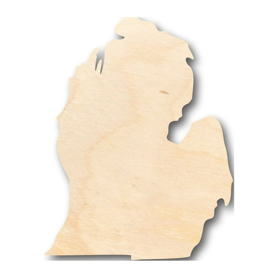 Unfinished Wood Michigan Lower Peninsula Shape - Craft - up to 36'' DIY 2'' / 1/4''