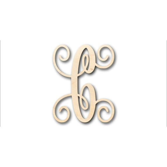 Unfinished Wood Monogram C Shape - Craft - up to 46" DIY 24" / 1/4"