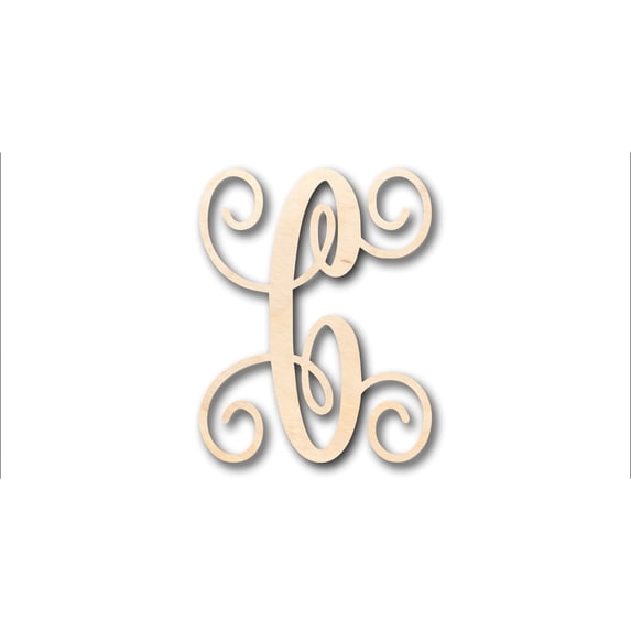 Unfinished Wood Monogram C Shape - Craft - up to 46" DIY 4" / 1/2"