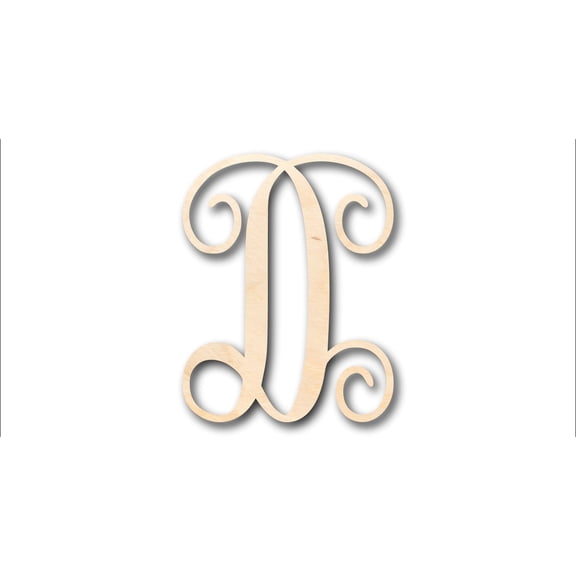 Unfinished Wood Monogram D Shape - Craft - up to 46" DIY 7" / 1/4"