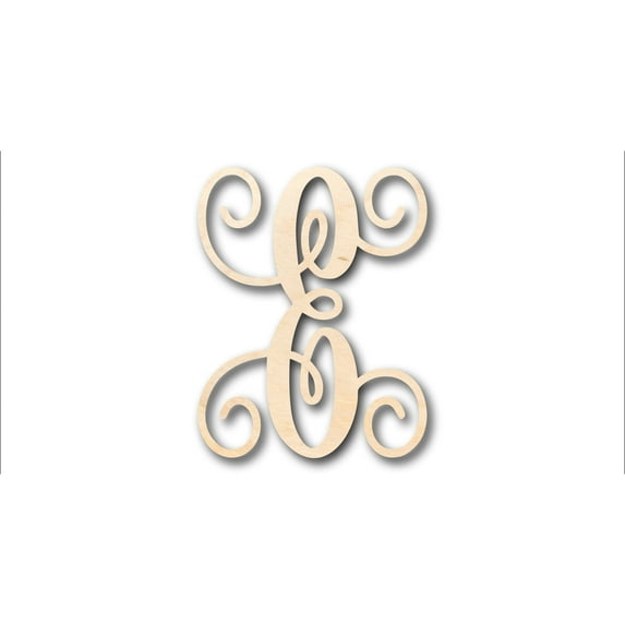 Unfinished Wood Monogram E Shape - Craft - up to 46" DIY 24" / 3/4"