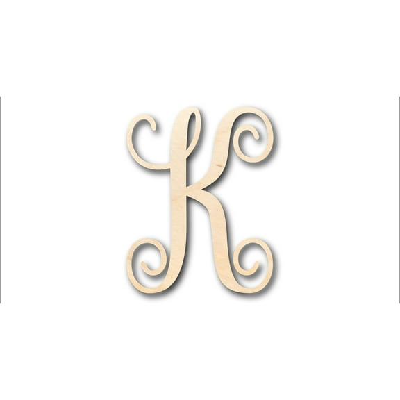 Unfinished Wood Monogram K Shape - Craft - up to 46" DIY 4" / 1/8"
