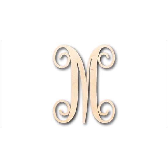 Unfinished Wood Monogram M Shape - Craft - up to 46" DIY 20" / 1/8"