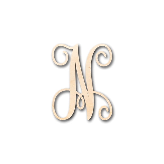 Unfinished Wood Monogram N Shape - Craft - up to 46" DIY 30" / 1/2"