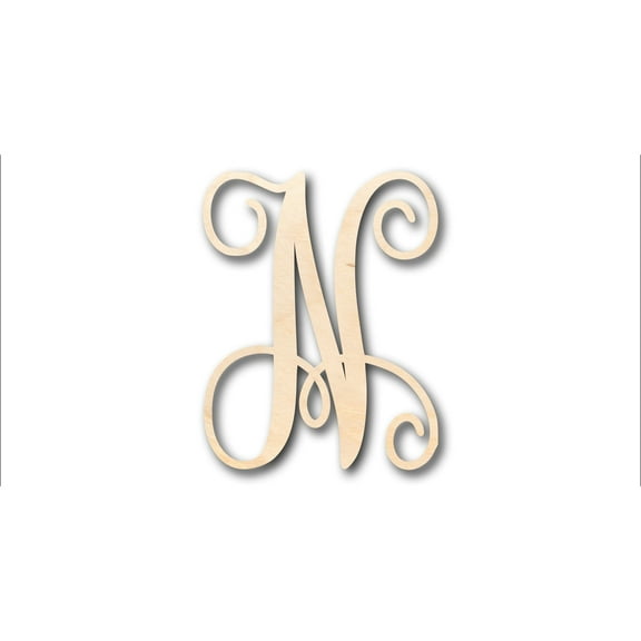 Unfinished Wood Monogram N Shape - Craft - up to 46" DIY 5" / 1/4"