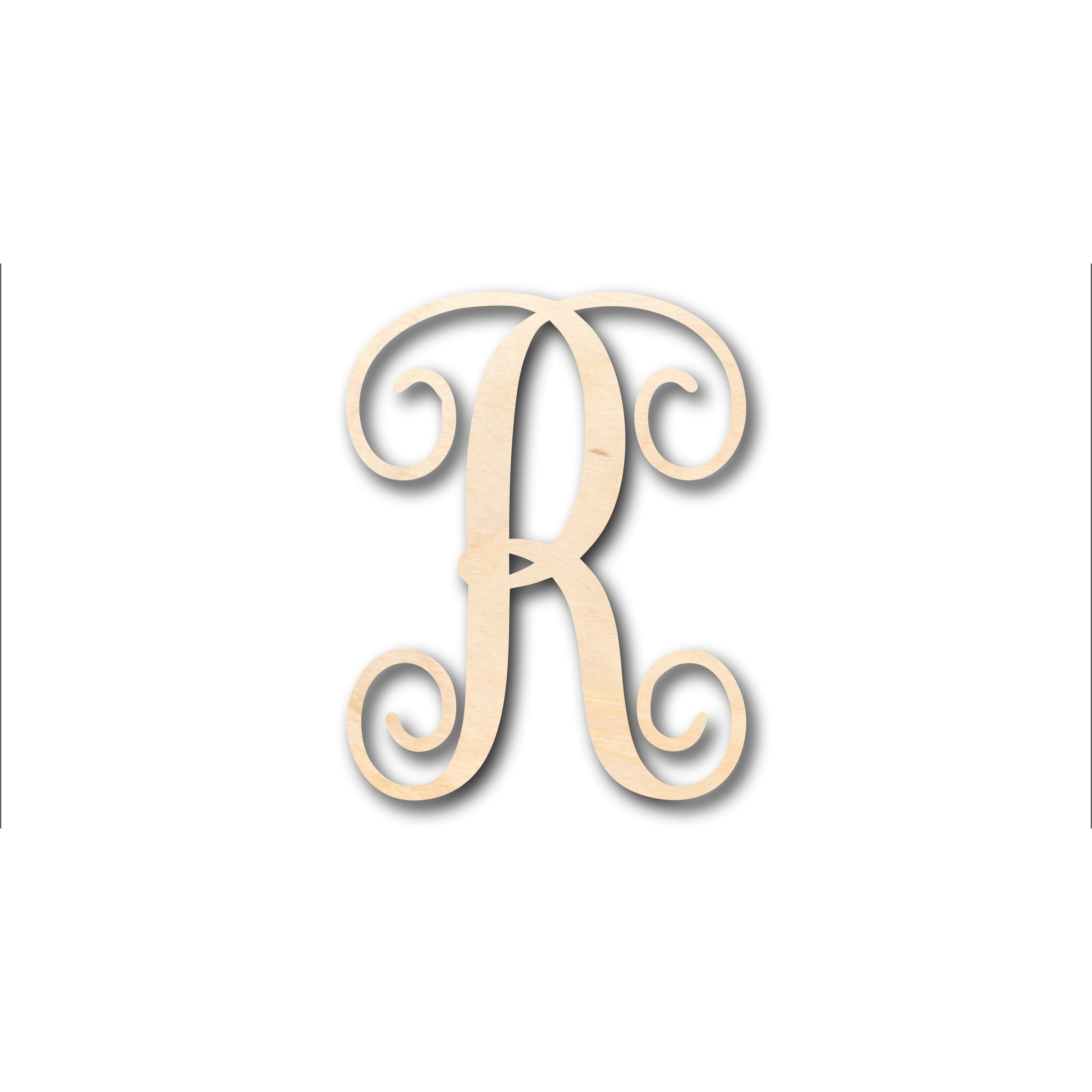Double R Omega Monogram Unfinished Wood Monogram R Shape - Craft - up to 46
