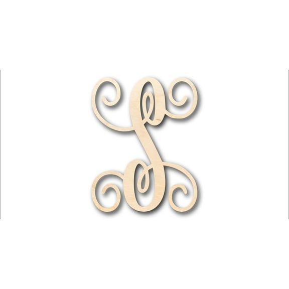 Unfinished Wood Monogram S Shape - Craft - up to 46" DIY 7" / 1/4"