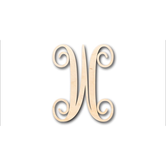 Unfinished Wood Monogram W Shape - Craft - up to 46" DIY 7" / 1/2"