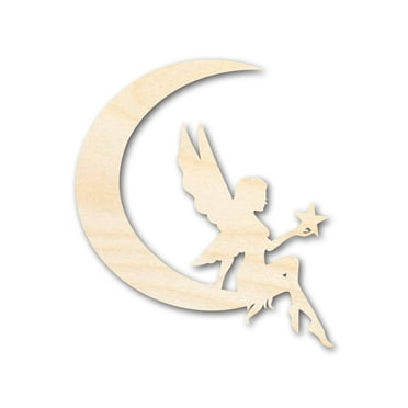 Unfinished Wood Moon Fairy Silhouette - Craft - up to 46" DIY 5" / 1/8"