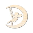 thumbnail image 1 of Unfinished Wood Moon Fairy Silhouette | DIY Craft Cutout 4" / 1/2", 1 of 3