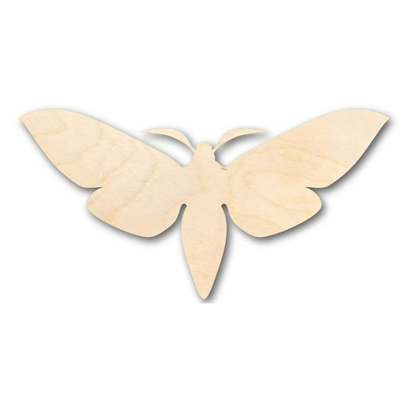 Unfinished Wood Moth Shape - Insect - Craft - up to 46" DIY 4" / 1/4"