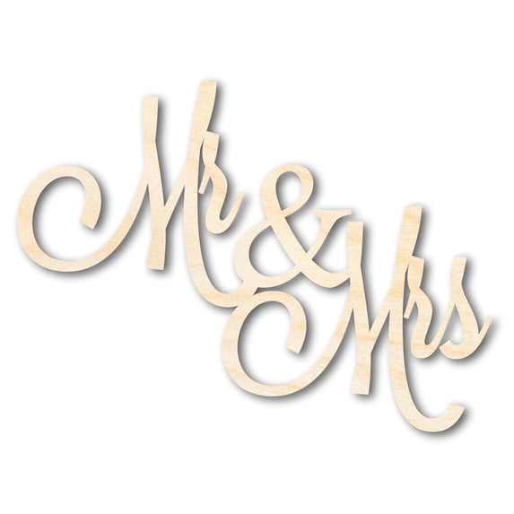 Unfinished Wood Mr Mrs Shape - DIY Wedding Craft - up to 46" 12" / 1/2"