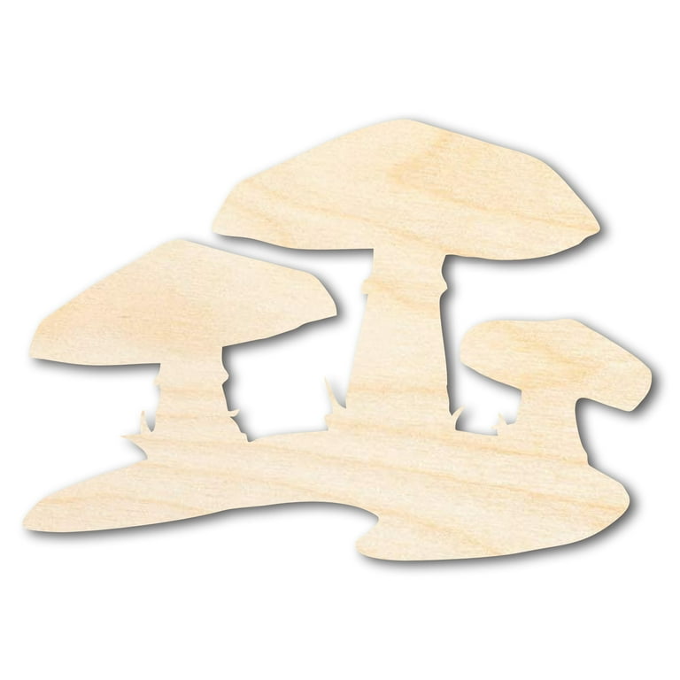 4 Wooden mushrooms