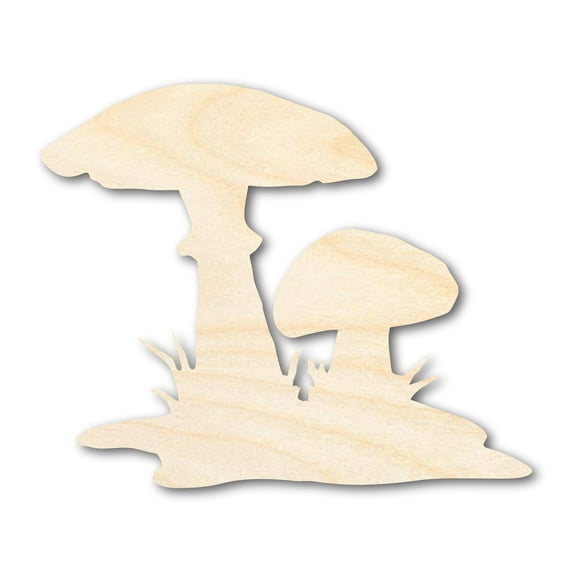 Unfinished Wood Mushrooms Shape - Craft - up to 46" 16" / 1"