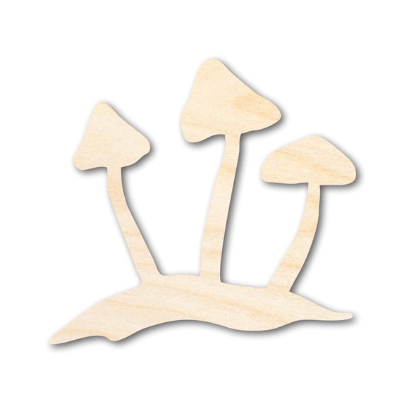 Unfinished Wood Mushrooms Shape - Craft - up to 46" 16" / 1"