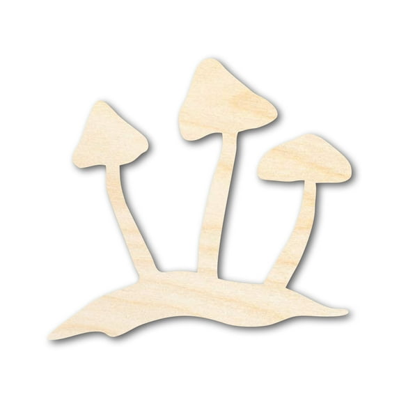 Unfinished Wood Mushrooms Shape - Craft - up to 46" 30" / 1"