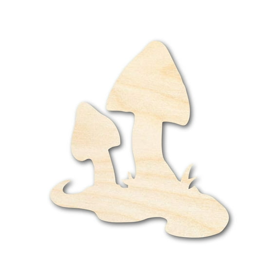 Unfinished Wood Mushrooms Shape - Craft - up to 46" 5" / 1/2"