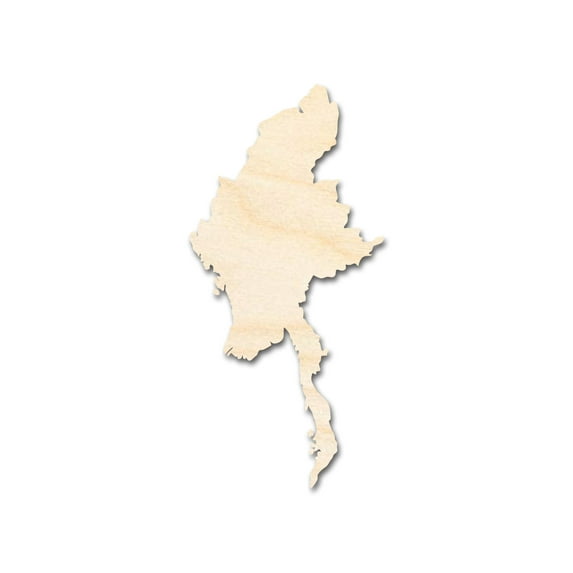 Unfinished Wood Myanmar Shape - Southeast Asia Craft - up to 46" DIY 3" / 1/8"