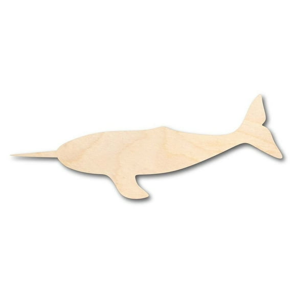 Unfinished Wood Narwhal Shape - Ocean - Fishing - Craft - up to 46" DIY 14" / 1/8"