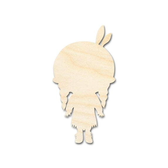 Unfinished Wood Native Girl Shape | Craft Cutout | up to 46" DIY 14" / 1/2"