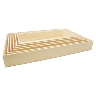 Feiona Wood Tray/Wooden Trays Square Serving Boxes with Handles Unfinished  & Small for Montessori Materials, Crafts, Things to Paint, Kids, Decor,  Shelf, Activity -4 Grid 