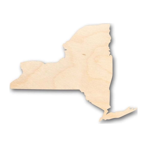 Unfinished Wood New York Shape - State - Craft - up to 46" DIY 4" / 1/8"