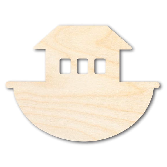 Unfinished Wood Noah's Ark with Windows Shape - Craft - up to 46" 5" / 1/8"