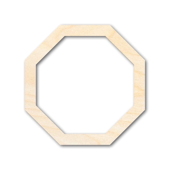 Unfinished Wood Octagon Outline Shape | DIY Craft Cutout 5" / 1/4"