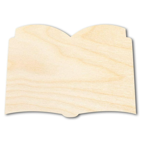 Unfinished Wood Open Book Silhouette - Craft - up to 46" DIY 4" / 1/4"