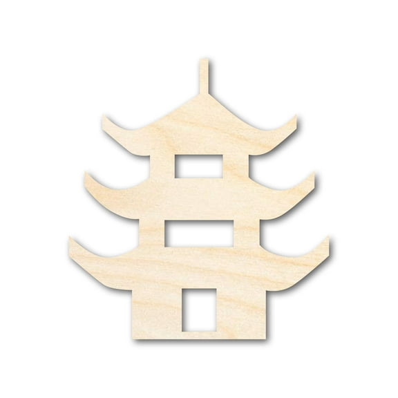 Unfinished Wood Pagoda Shape | Craft Cutout | up to 46" DIY 8" / 1/2"