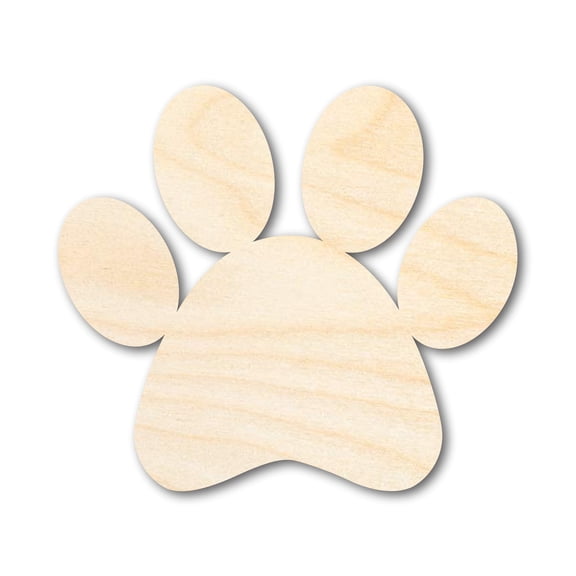 Unfinished Wood Paw Print Shape - Pet Craft - up to 46" 10" / 1/8"