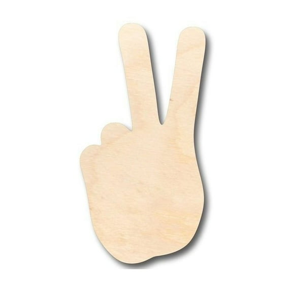 Unfinished Wood Peace Hand Shape - Craft - up to 46" DIY 6" / 1/8"