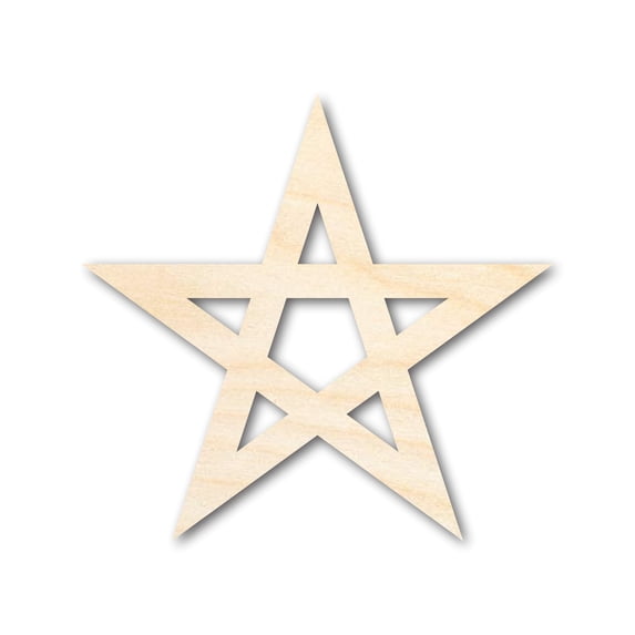 Unfinished Wood Pentagram Shape | Craft Cutout 8" / 1/4"