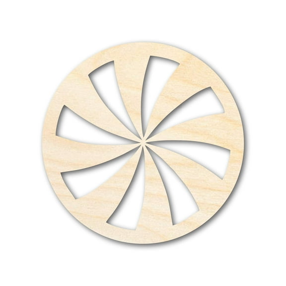 Unfinished Wood Peppermint Candy Shape - Craft - up to 46" 4" / 1/2"