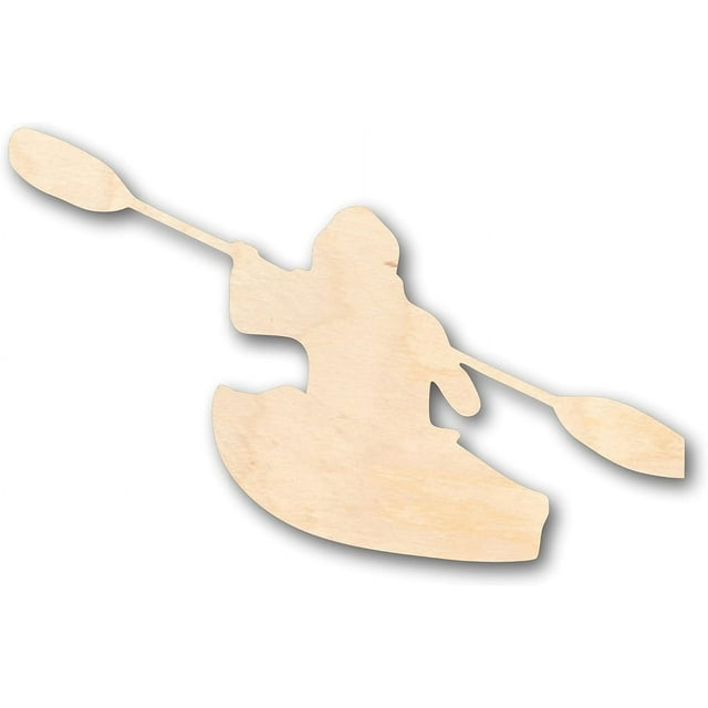 Unfinished Wood Person Kayaking Shape Craft up to 36" DIY 14" / 3/4