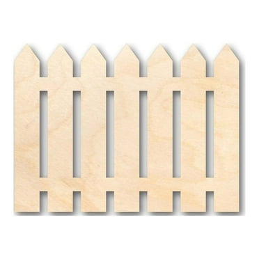 Unfinished Wood Picket Fence Shape - Craft - up to 46" DIY 6" / 1/8"