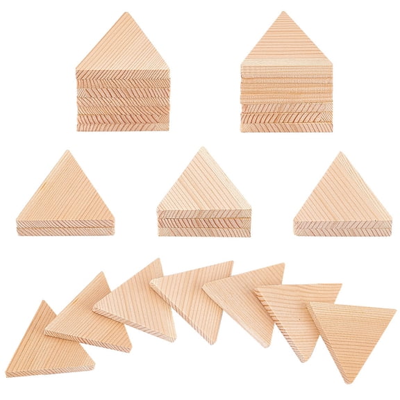 Unfinished Wood Pieces Triangle for Drawing Art Craft Wheat 4.35x5x0.75cm