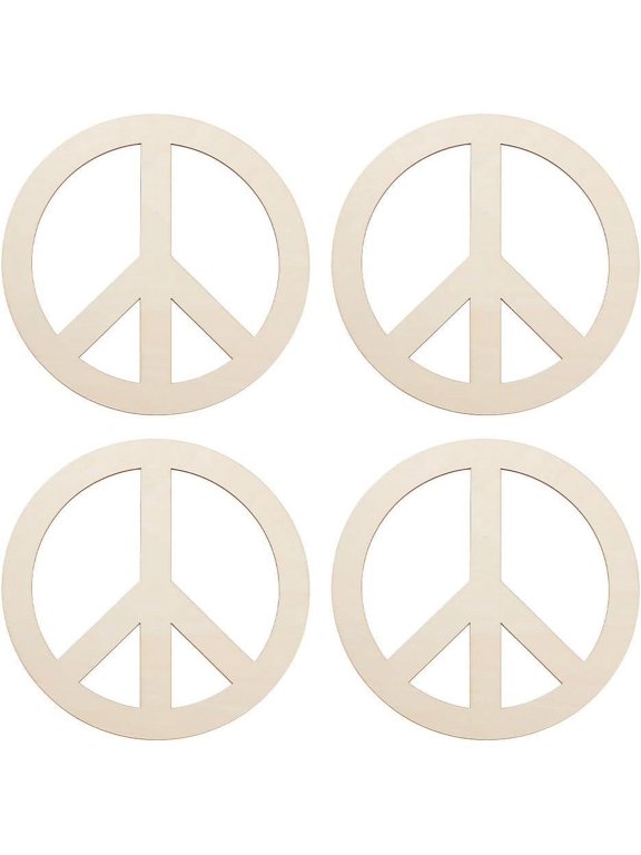 Unfinished Wood Pieces Wood Cutouts for DIY Wall Decoration Pendants Peace Sign 300x2.3mm DIY