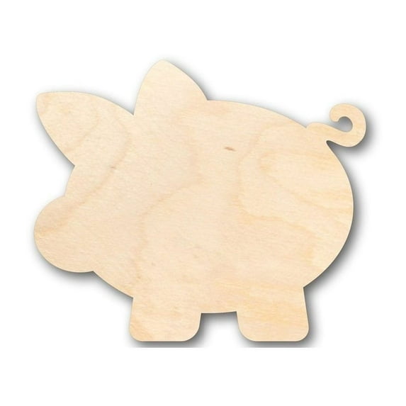 Unfinished Wood Piglet Piggy Bank Shape - Farm Animal - Money - Craft - up to 46" DIY 5" / 1/4"
