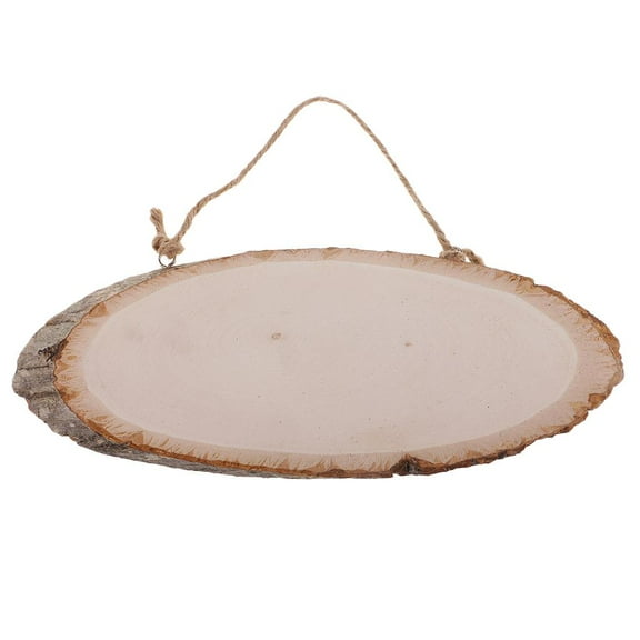 Unfinished Wood Plaque - Hanging Wooden Plaque with Rope, Oval Rustic Signs for Home Decor, Recognition, DIY Projects, 10.8 x 7.1inches