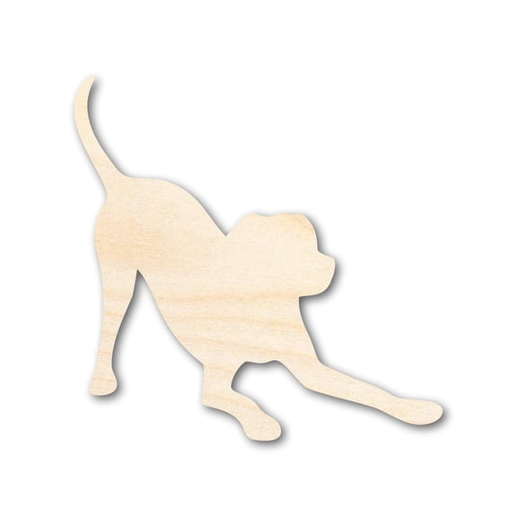Unfinished Wood Play Bow Dog Silhouette | DIY Dog Craft Cutout 4" / 1/8"