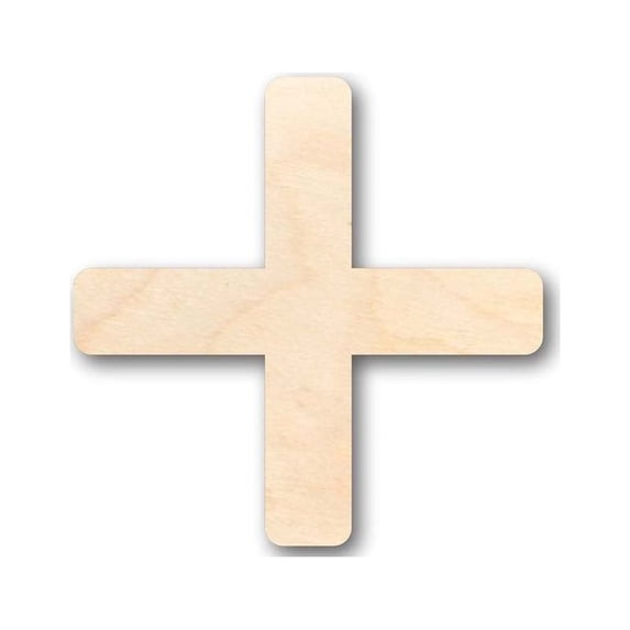 Unfinished Wood Plus Sign Symbol - Math School - Craft - up to 46" DIY 24" / 1/4"