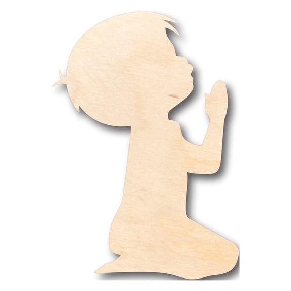 Unfinished Wood Praying Boy Shape - Craft - up to 46" DIY 12" / 1/8"