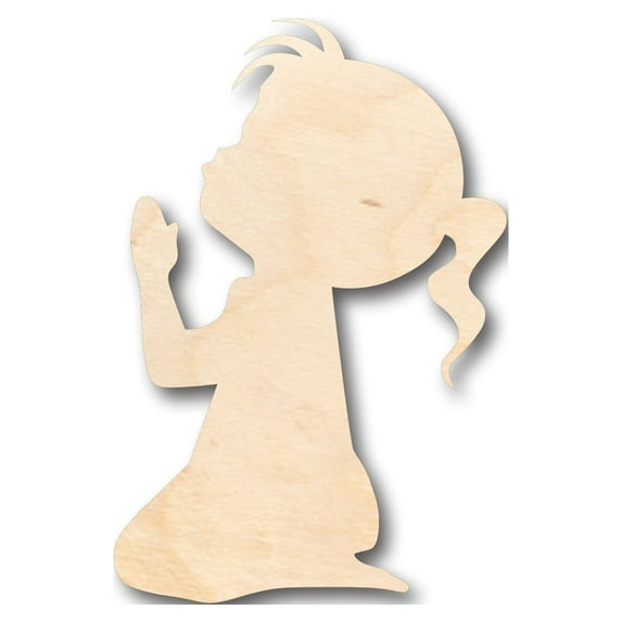Unfinished Wood Praying Girl Shape - Craft - up to 46" DIY 24" / 1/2"