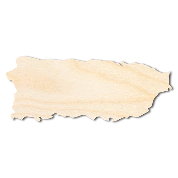 Unfinished Wood Puerto Rico Shape - US Territory Caribbean Island Craft - up to 46" DIY 33" / 3/4"