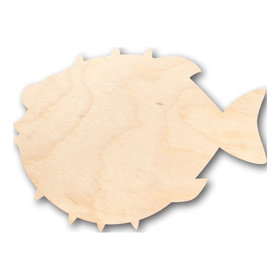 Unfinished Wood Puffer Fish Shape - Craft - up to 46" DIY 14" / 1/8"