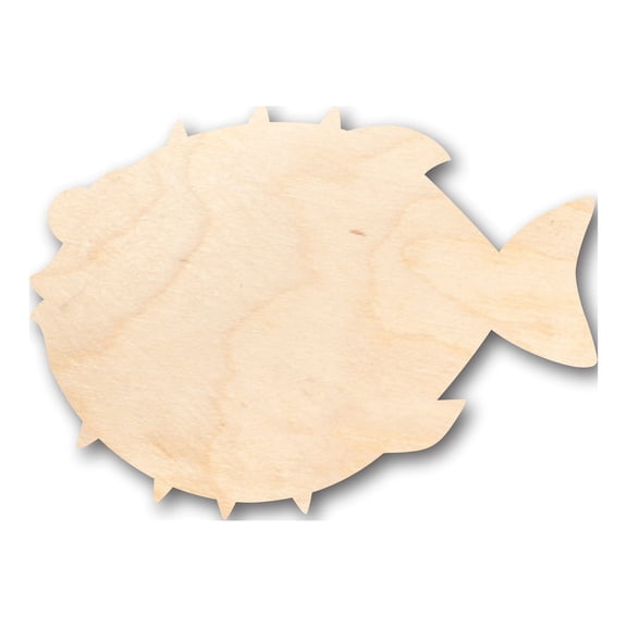 Unfinished Wood Puffer Fish Shape - Craft - up to 46" DIY 3" / 1/2"